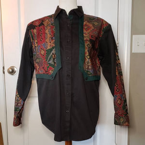 Vintage Spindle River Aztec Western Button Up Shirt